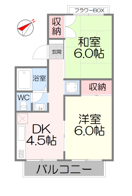 参考間取図（202(102))<br>※左右の部屋は反転<br>※1階はテラス